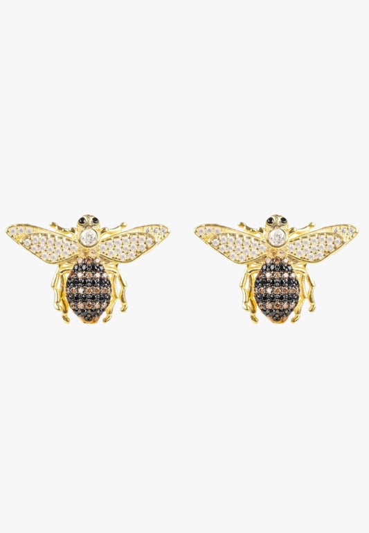 Honey bee stud earrings gold