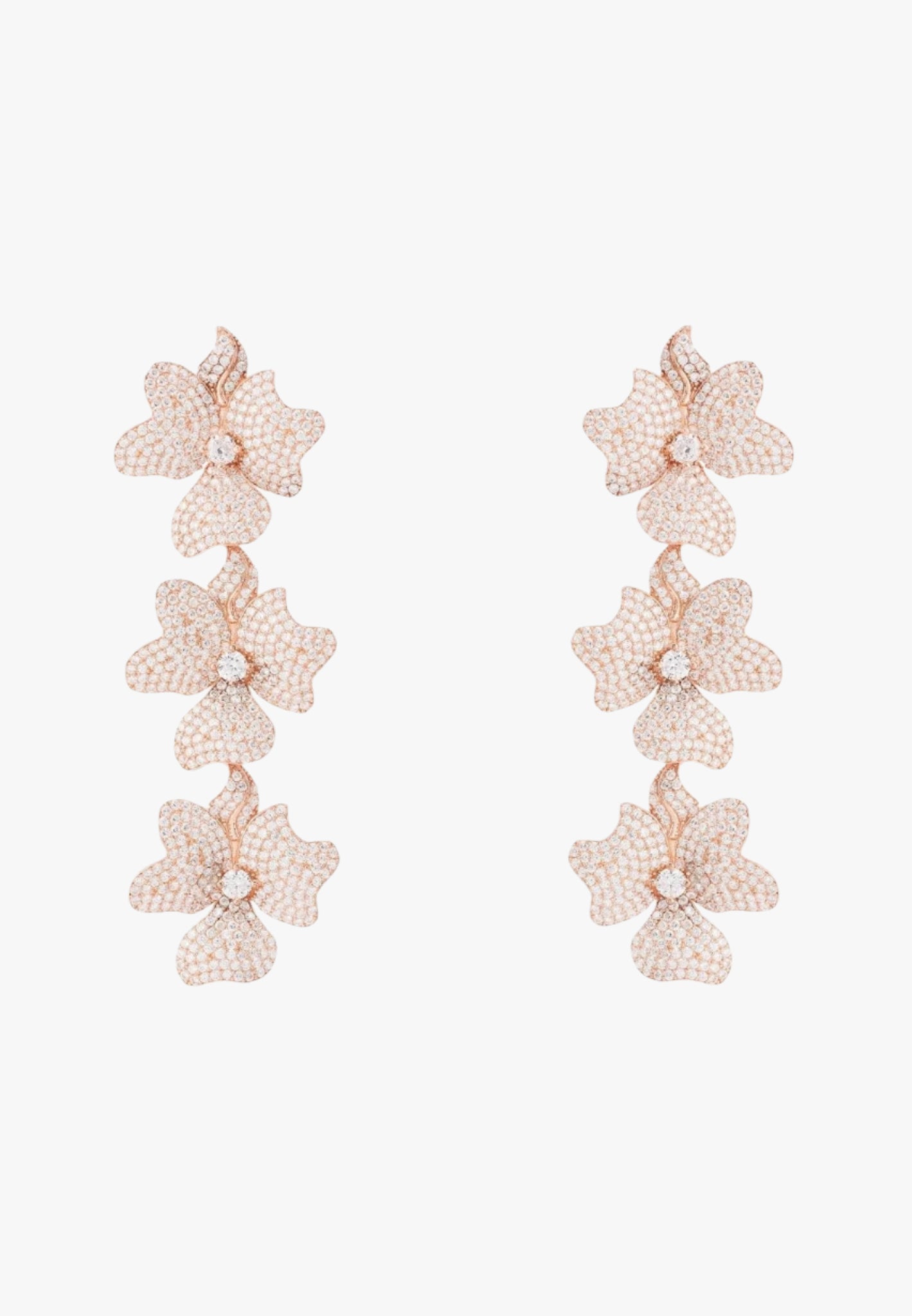 Jasmine flower triple drop earrings rosegold