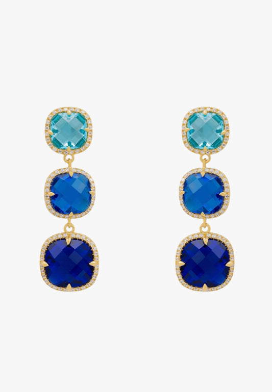 Knightsbridge gold earrings with blues