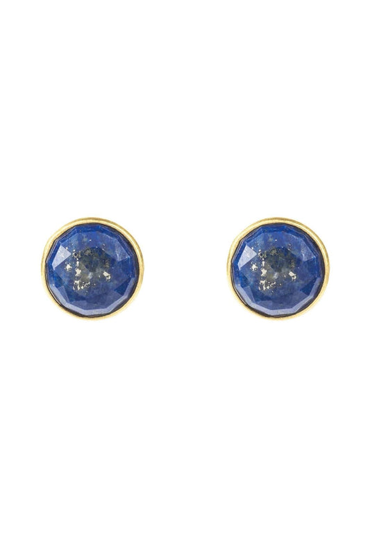 Medium circle gemstone earrings in lapis lazuli