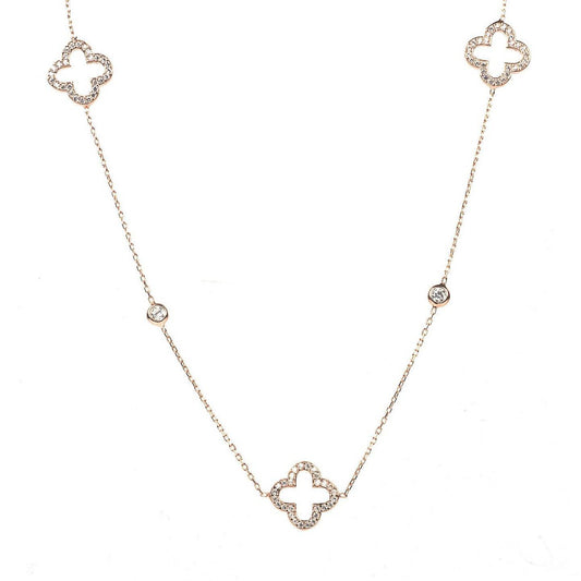 Clover Necklace in Rose Gold-Plated Zircon - Accessory101