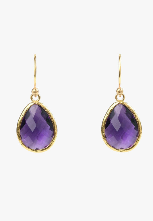 Petite amethyst drop earrings gold