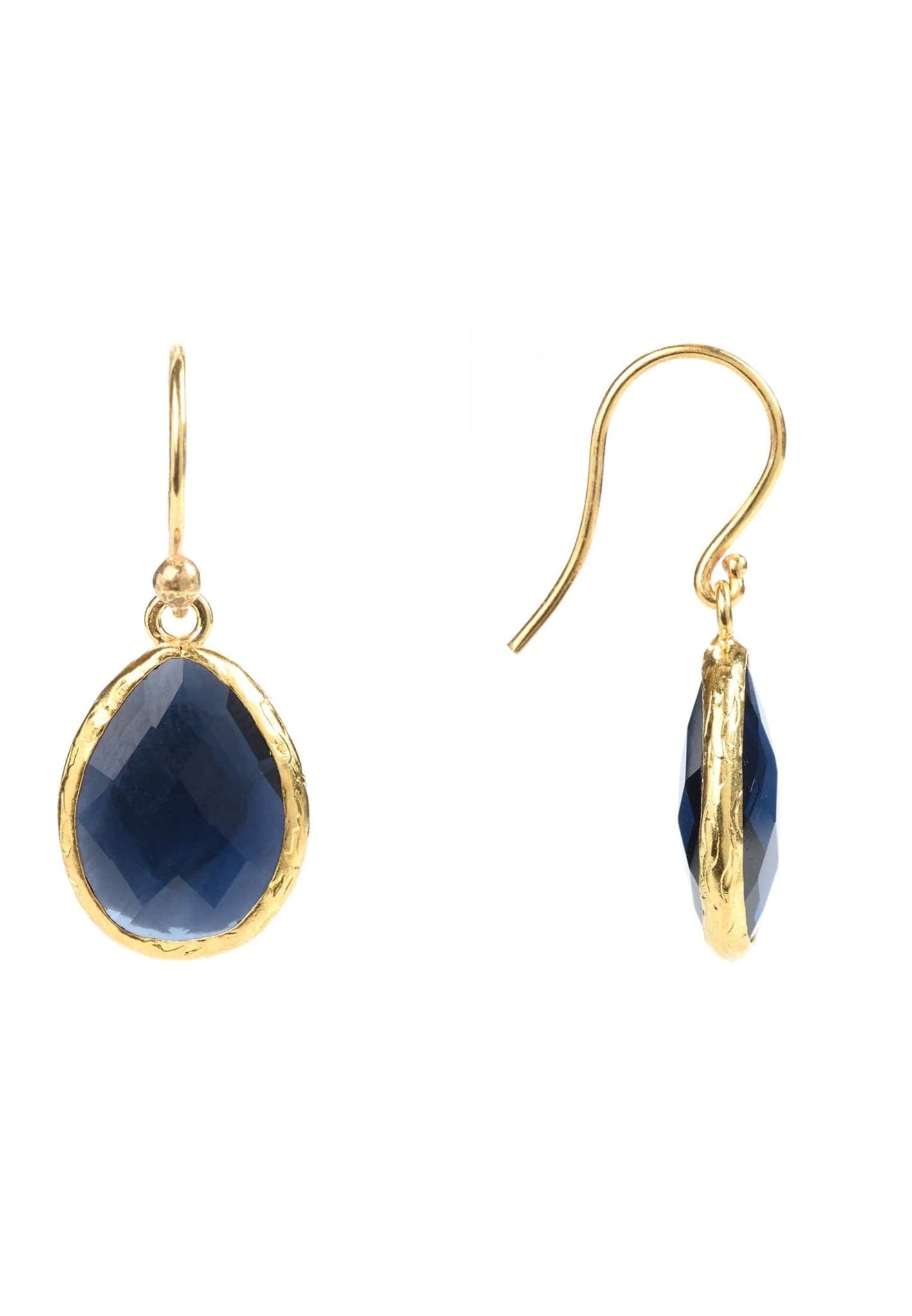 Petite Drop Earrings Dipped in Gold with Sapphire - Accessory101