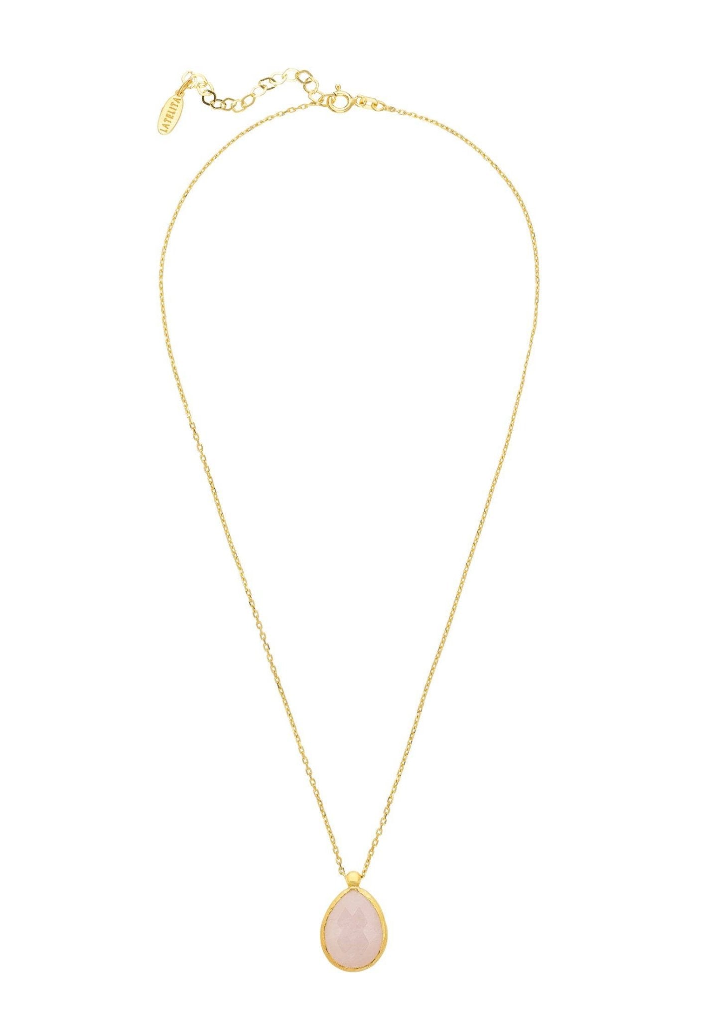 Petite Drop Necklace in Gold Rose Quartz - Accessory101