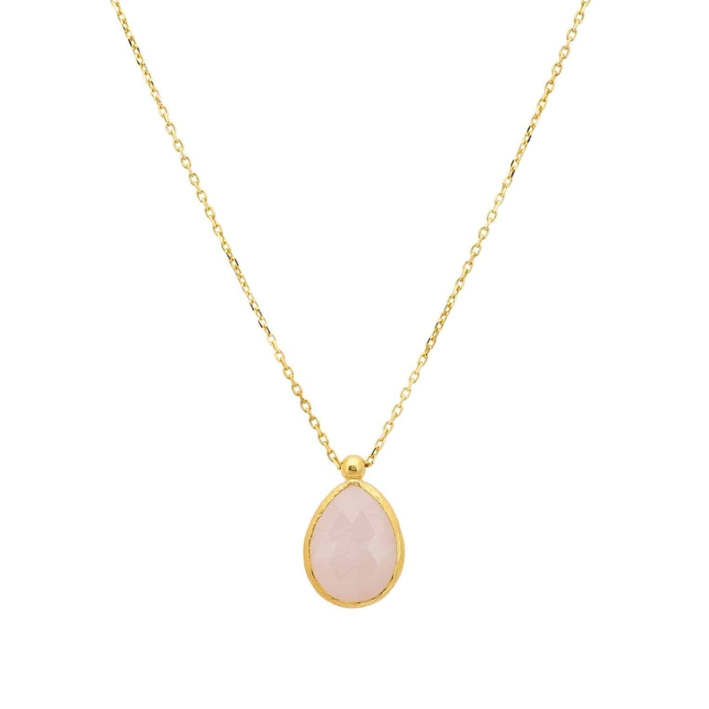 Petite Drop Necklace in Gold Rose Quartz - Accessory101