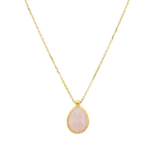 Petite Drop Necklace in Gold Rose Quartz - Accessory101