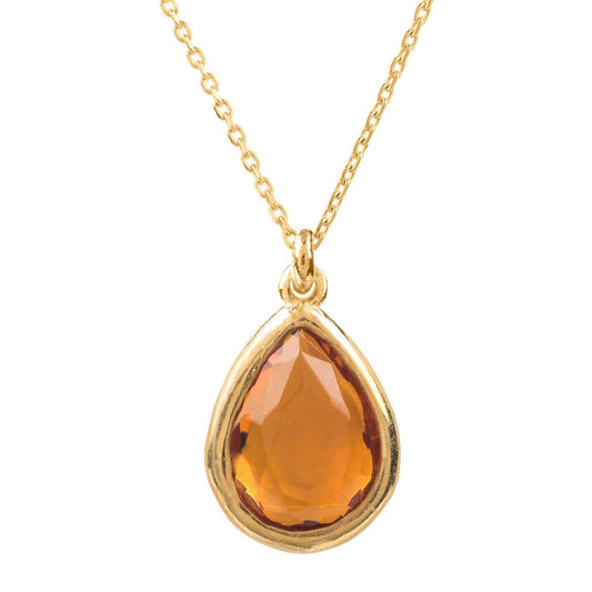 Pisa Teardrop Necklace Dipped in Gold Citrine - Accessory101