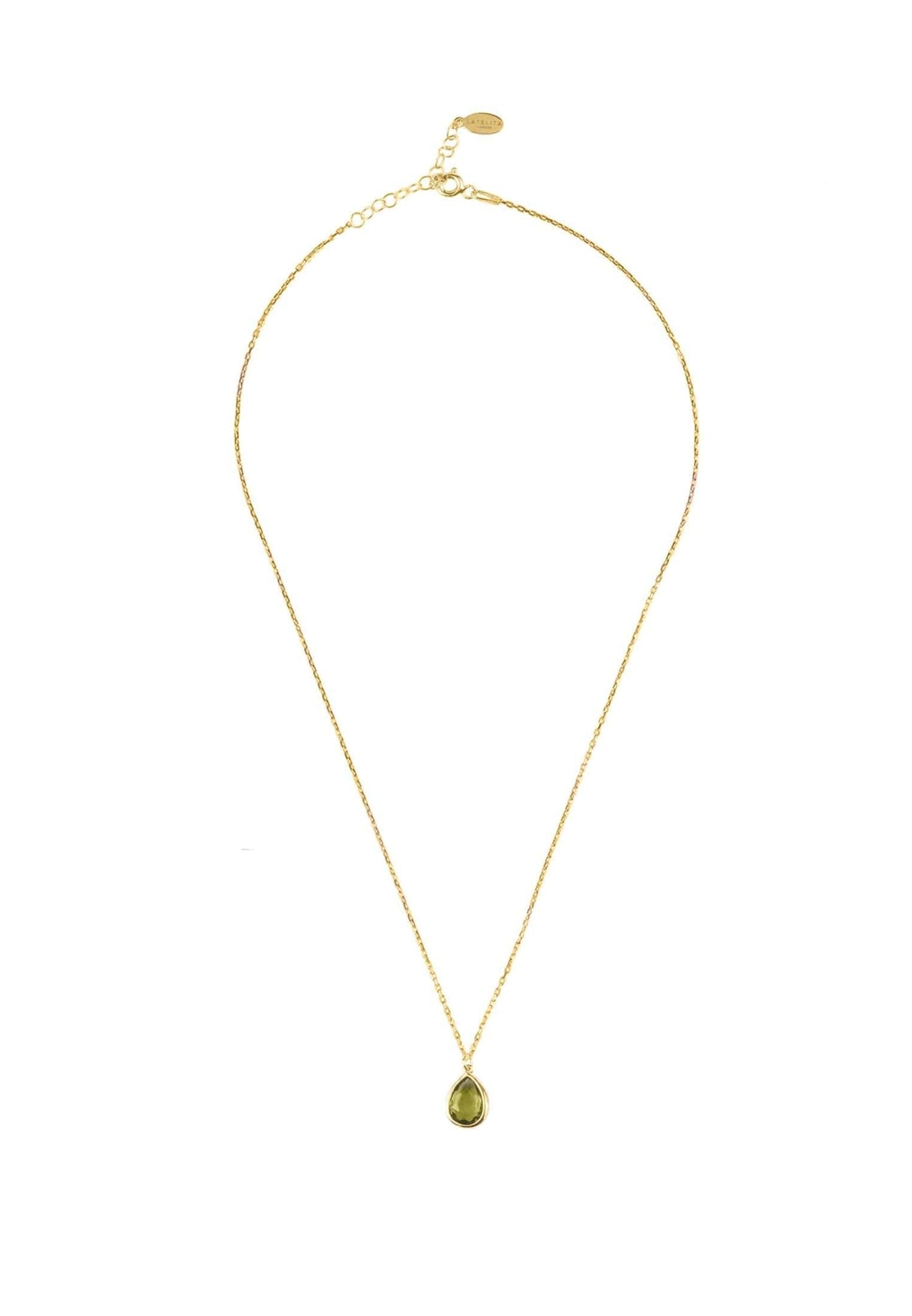 Teardrop Necklace Dipped in Gold with Peridot