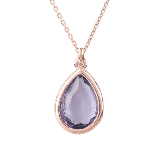 Pisa Necklace Dipped in Rosegold with Amethyst - Accessory101