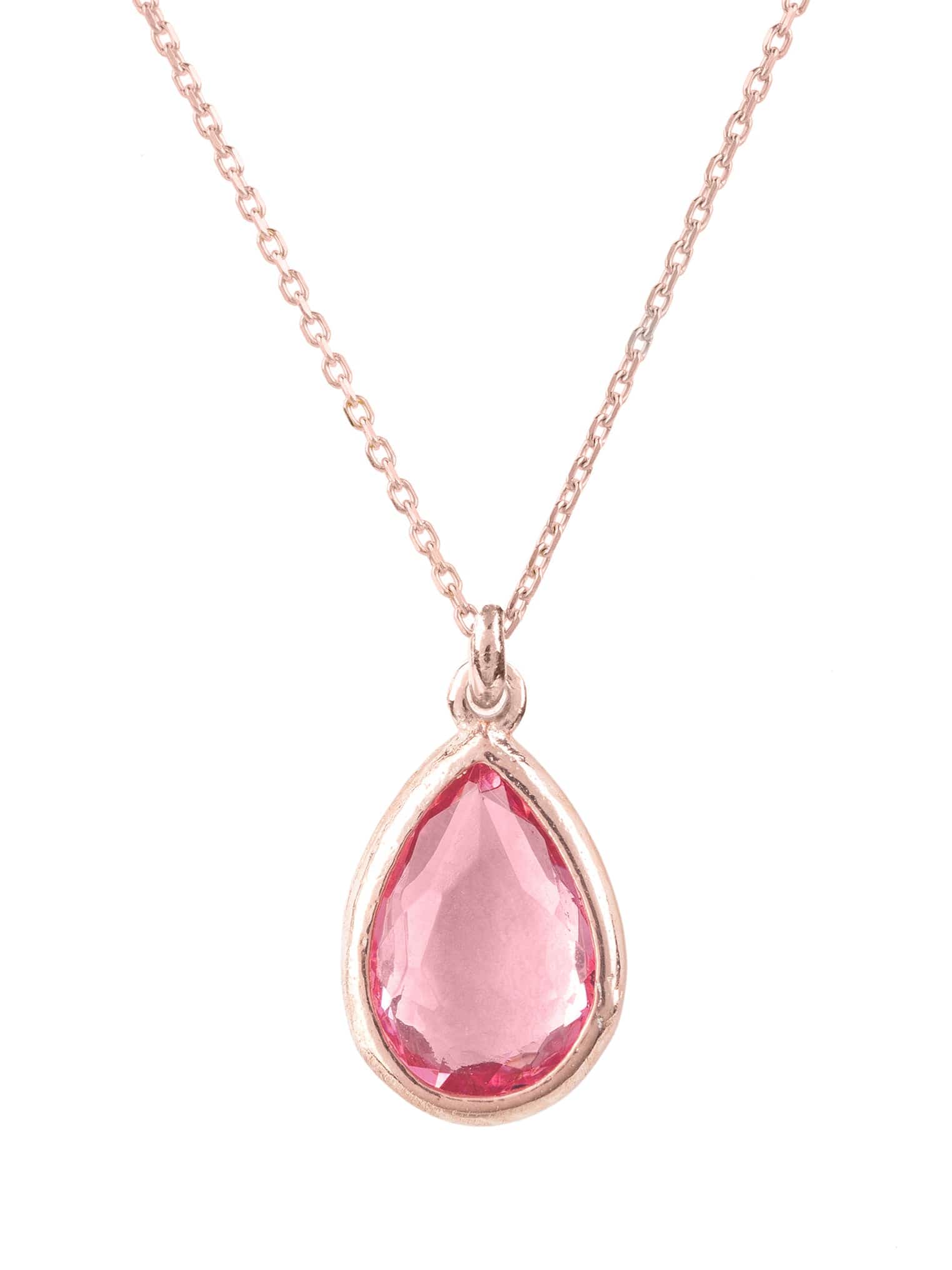 Pisa Teardrop Necklace Dipped in Rose Gold with Pink Tourmaline - Accessory101