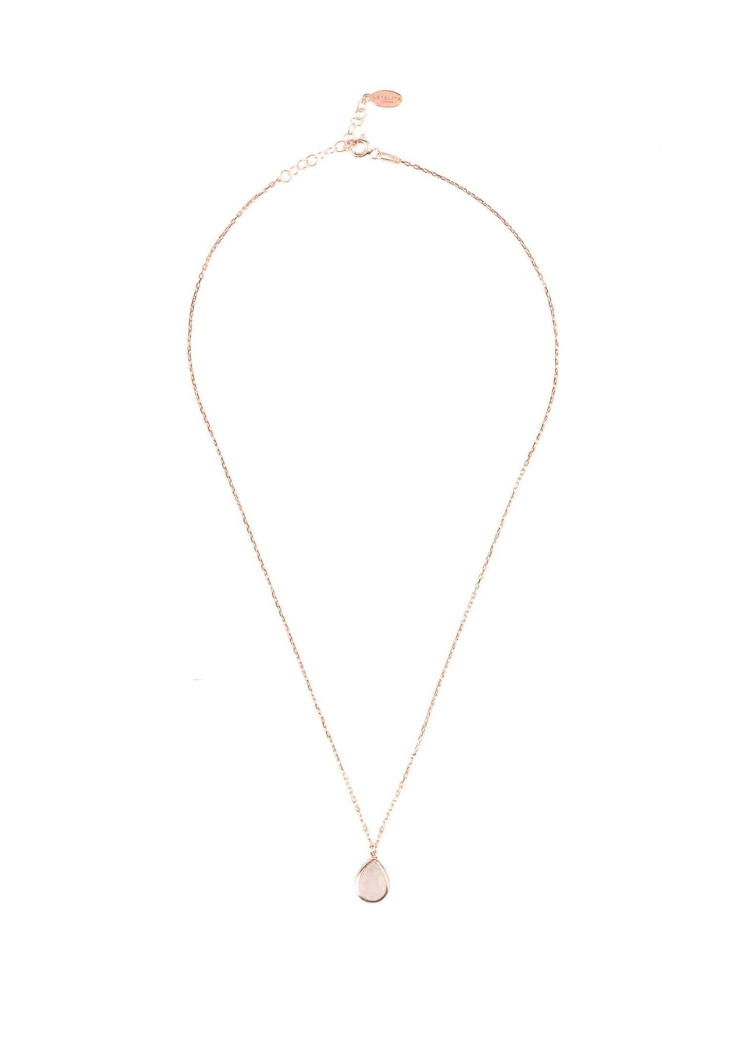Pisa Mini Teardrop Necklace Dipped in Gold with Rose Quartz - Accessory101