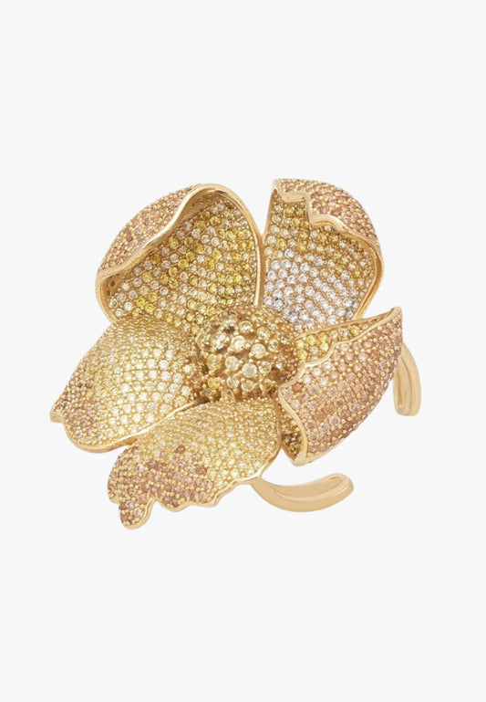 Poppy flower lemon ring gold