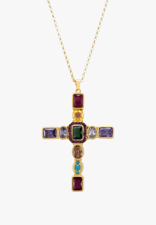 Santa maria extra large gemstone cross pendant