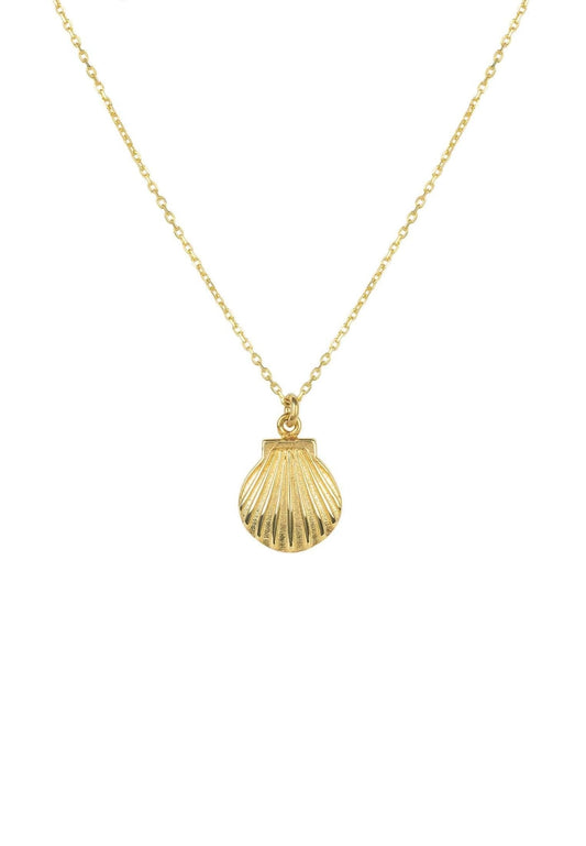 Mini Scallop Shell Necklace Dipped in Gold - Accessory101