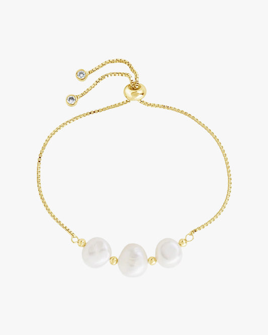 Triple pearl slider bracelet