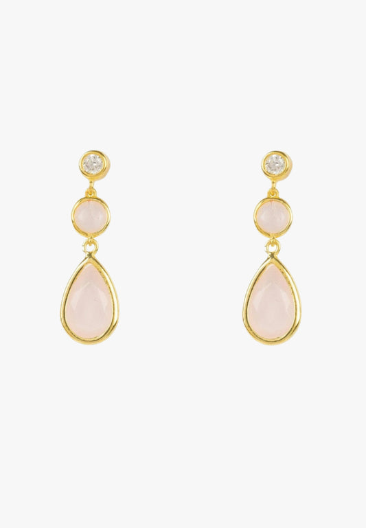 Tuscany gemstone drop earring gold rose quartz