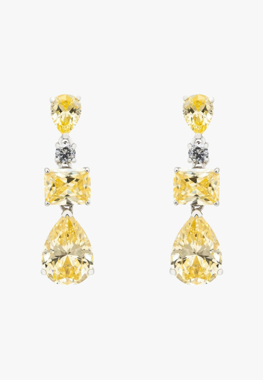 Valentina drop earrings silver yellow topaz