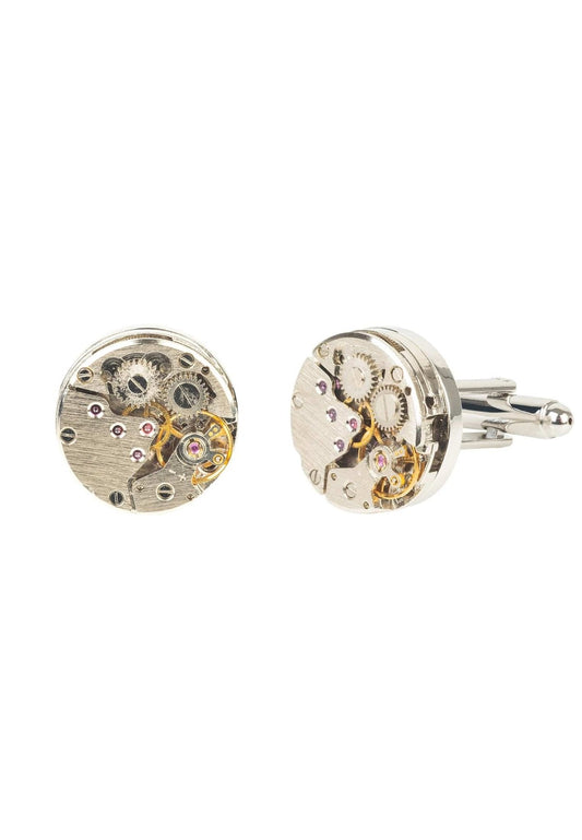 Watch movement silver cufflinks stylish