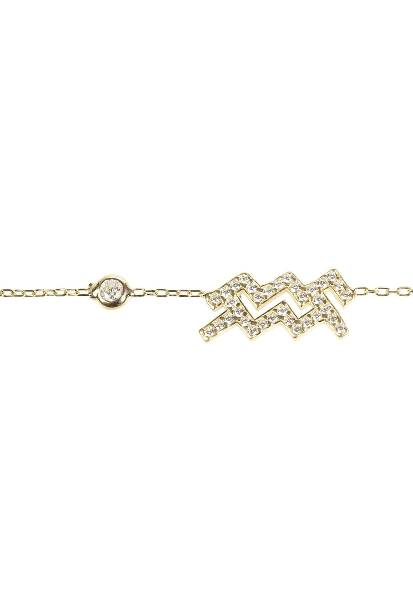 Aquarius Zodiac Bracelet in Rose Gold with White Zircon