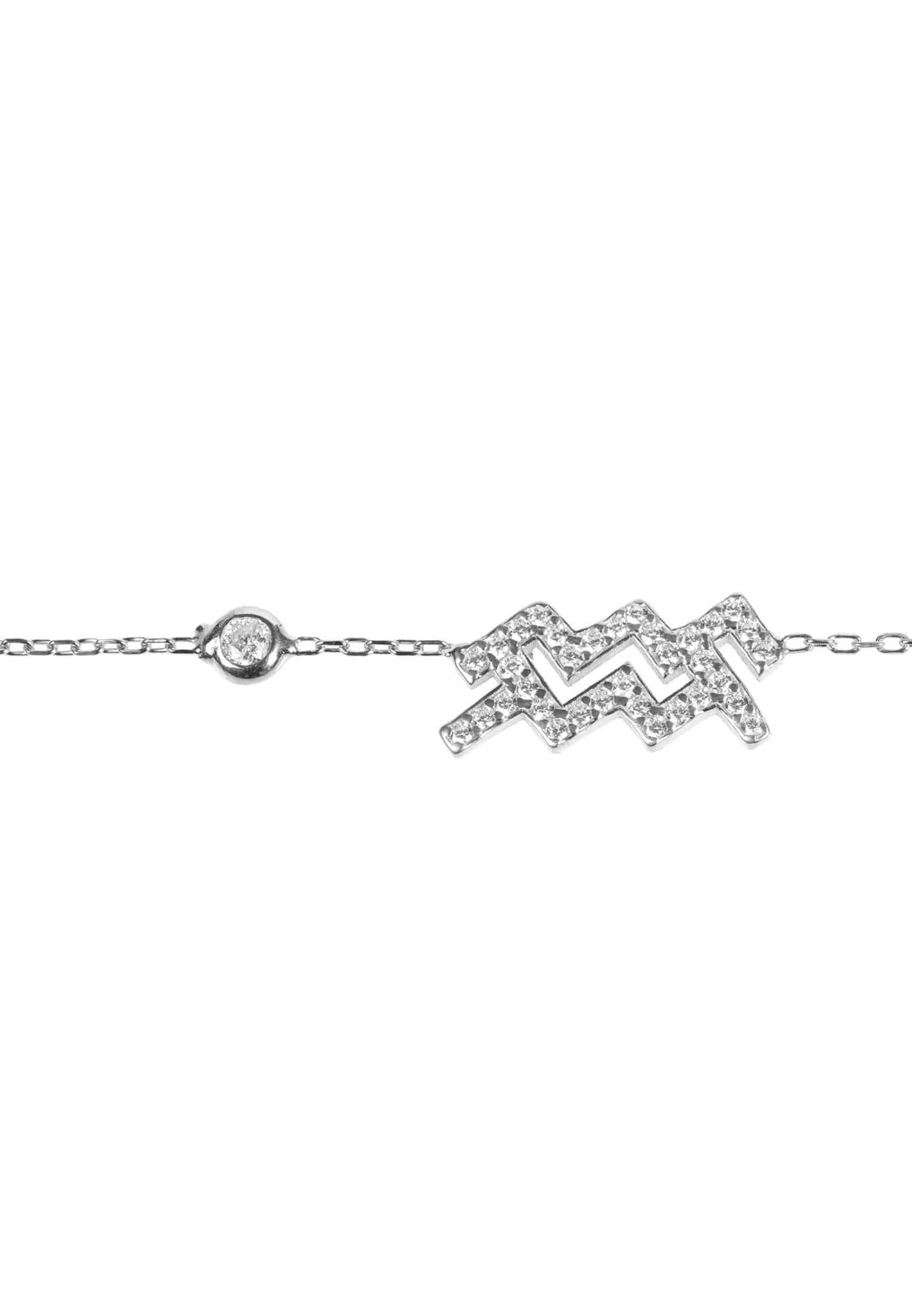 Aquarius Zodiac Bracelet in Rose Gold with White Zircon