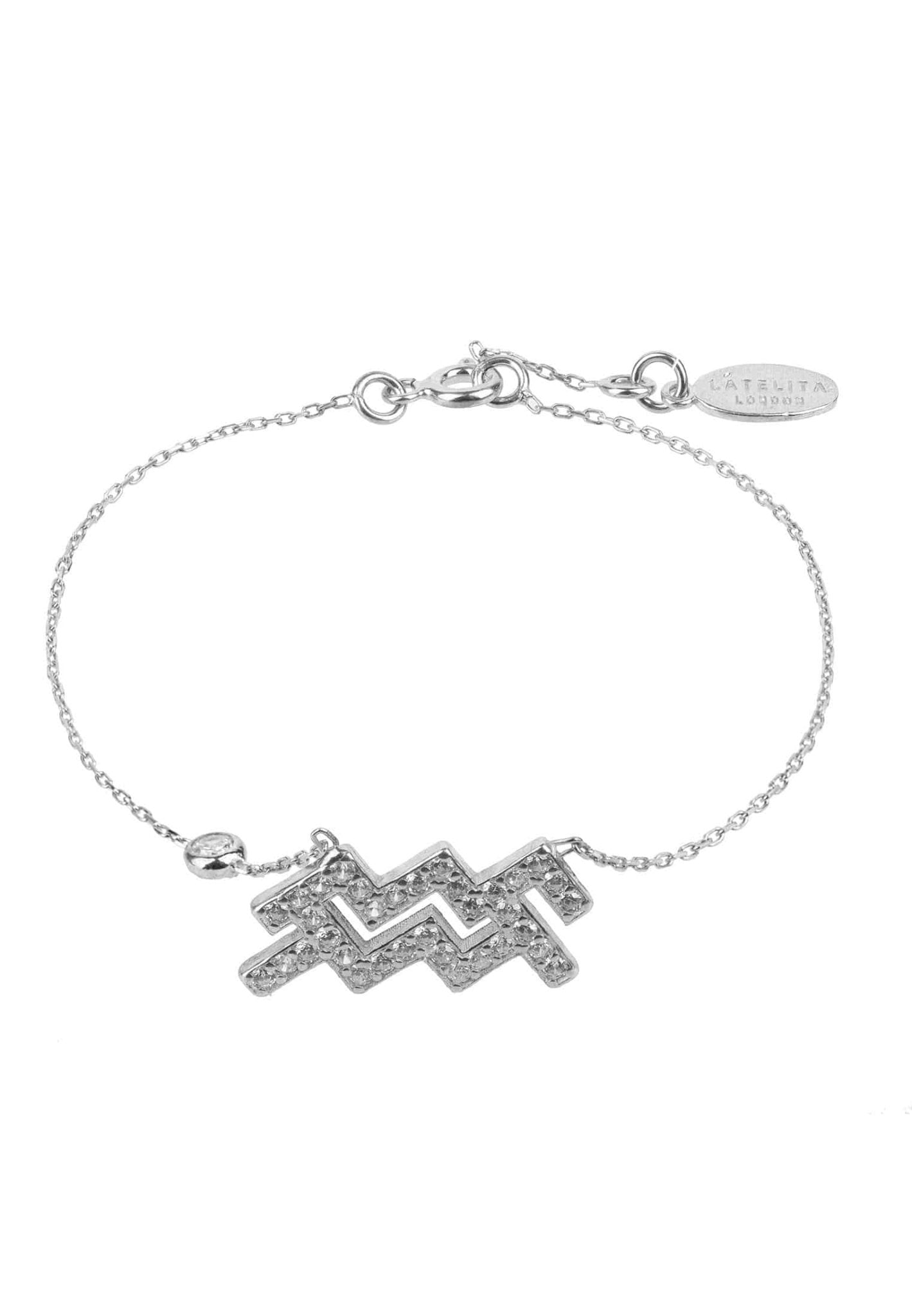 Aquarius Zodiac Bracelet in Rose Gold with White Zircon