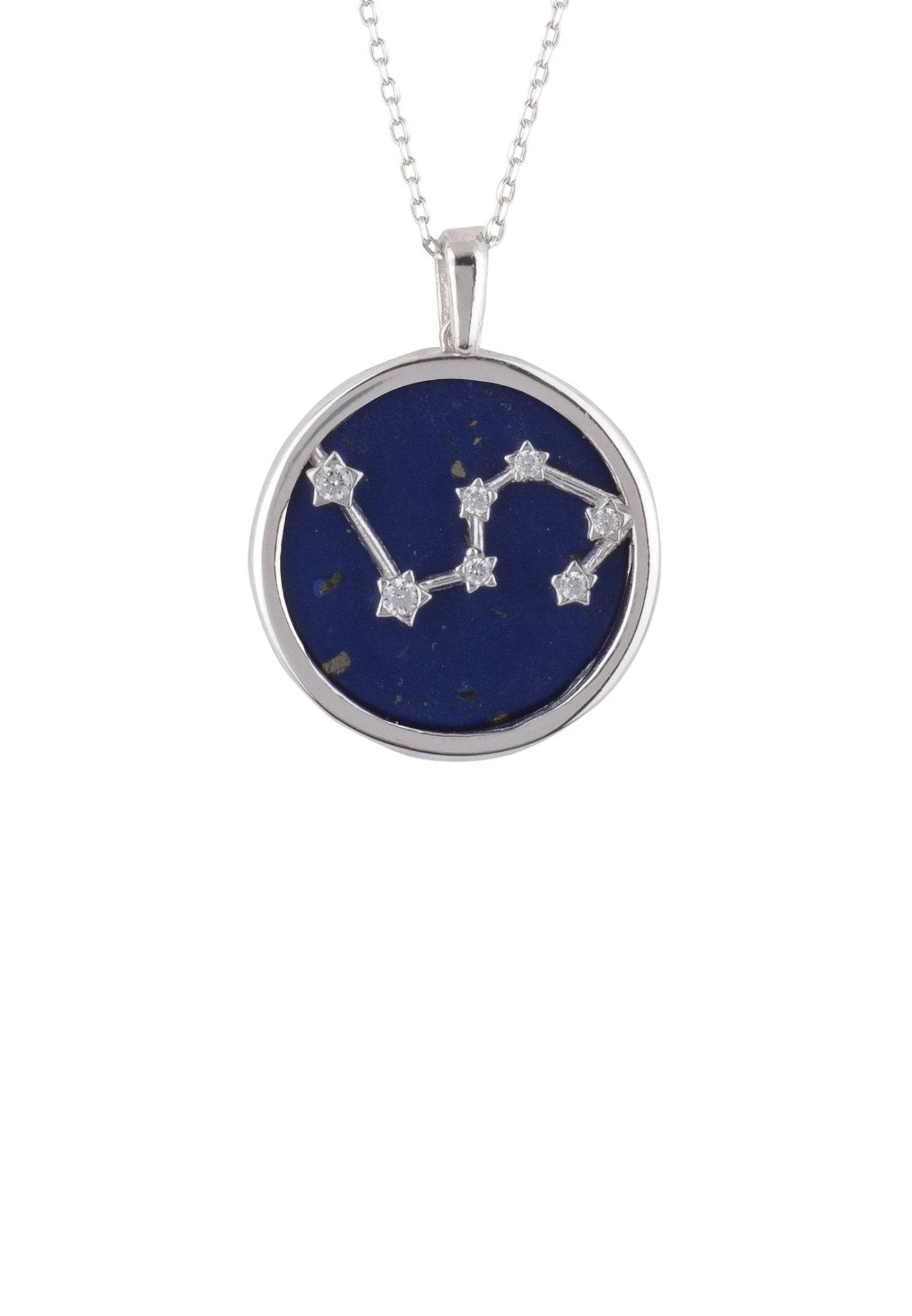 Leo Constellation Pendant Necklace in Silver with Lapis Lazuli - Accessory101