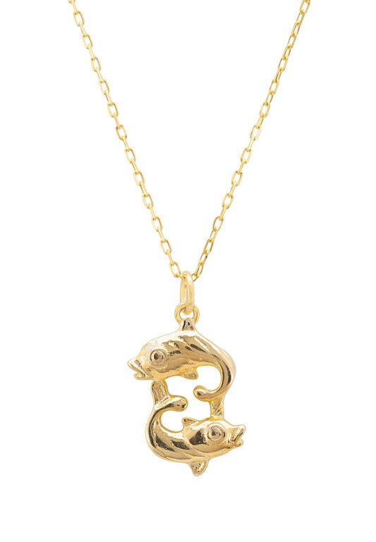 Pisces Zodiac Necklace in Gold-Plated Silver - Accessory101