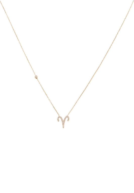 Aries Zodiac Necklace Dipped in Gold Zircon - Accessory101