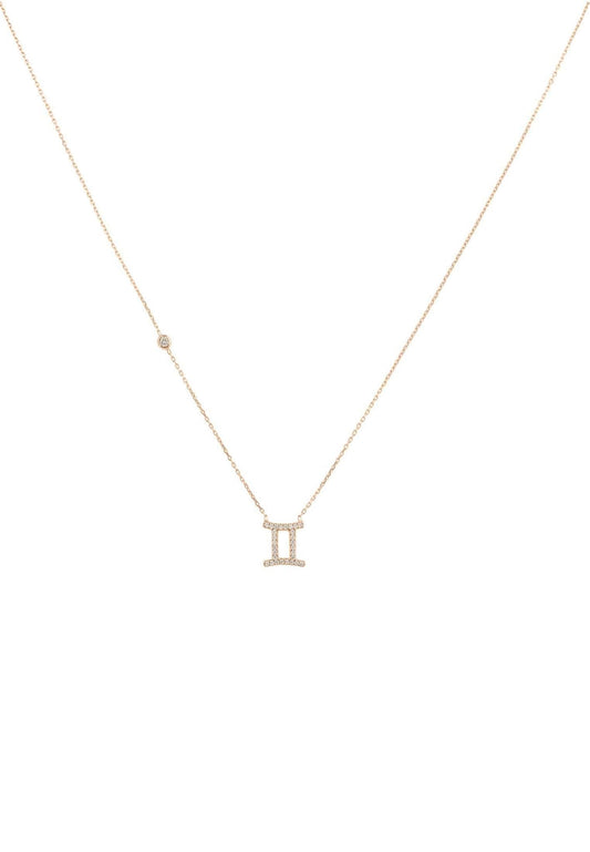 Gemini Zodiac Necklace Dipped in Rose Gold Zircon - Accessory101