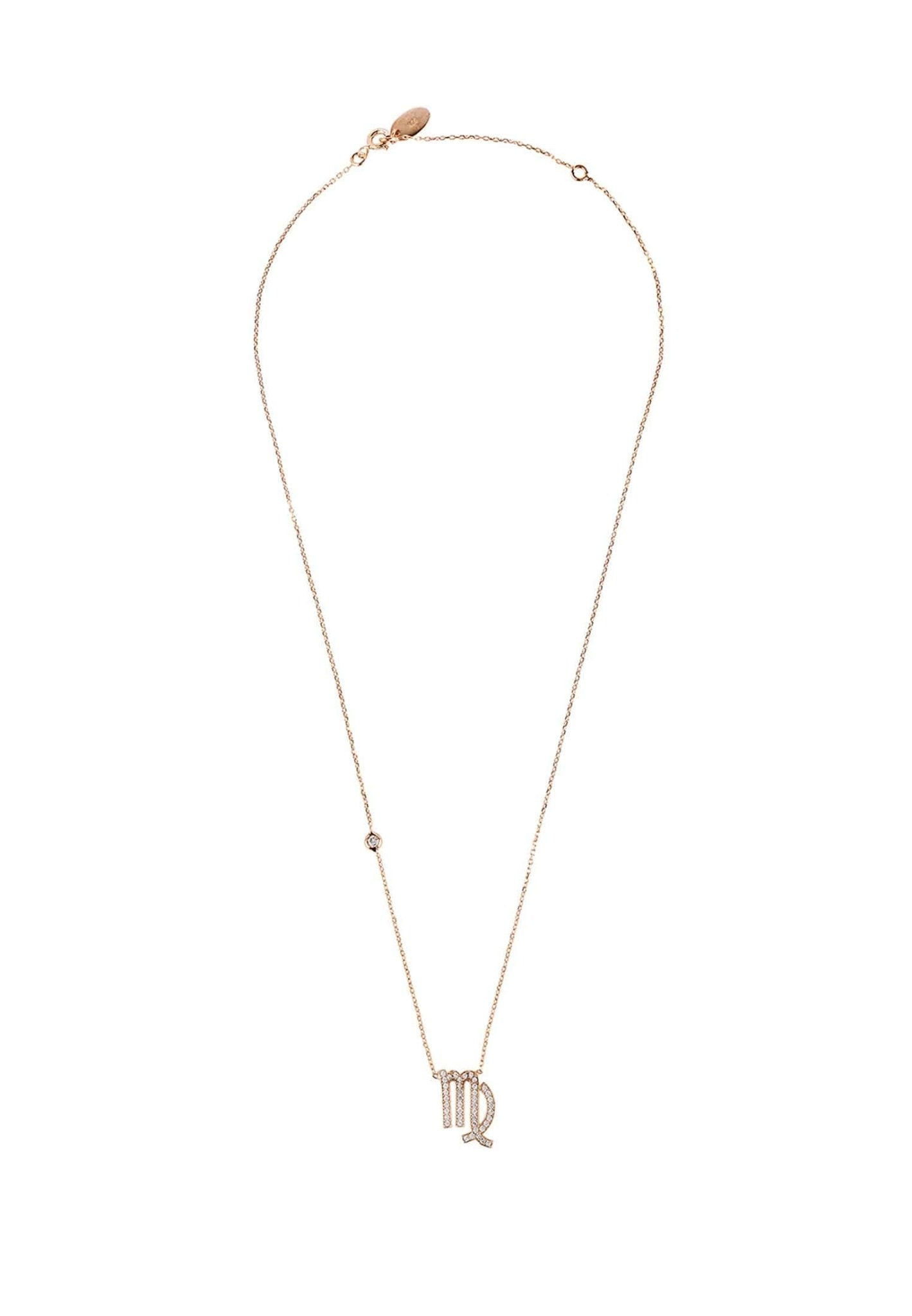 Virgo Zodiac Necklace Dipped in Rose Gold and White Zircon - Accessory101
