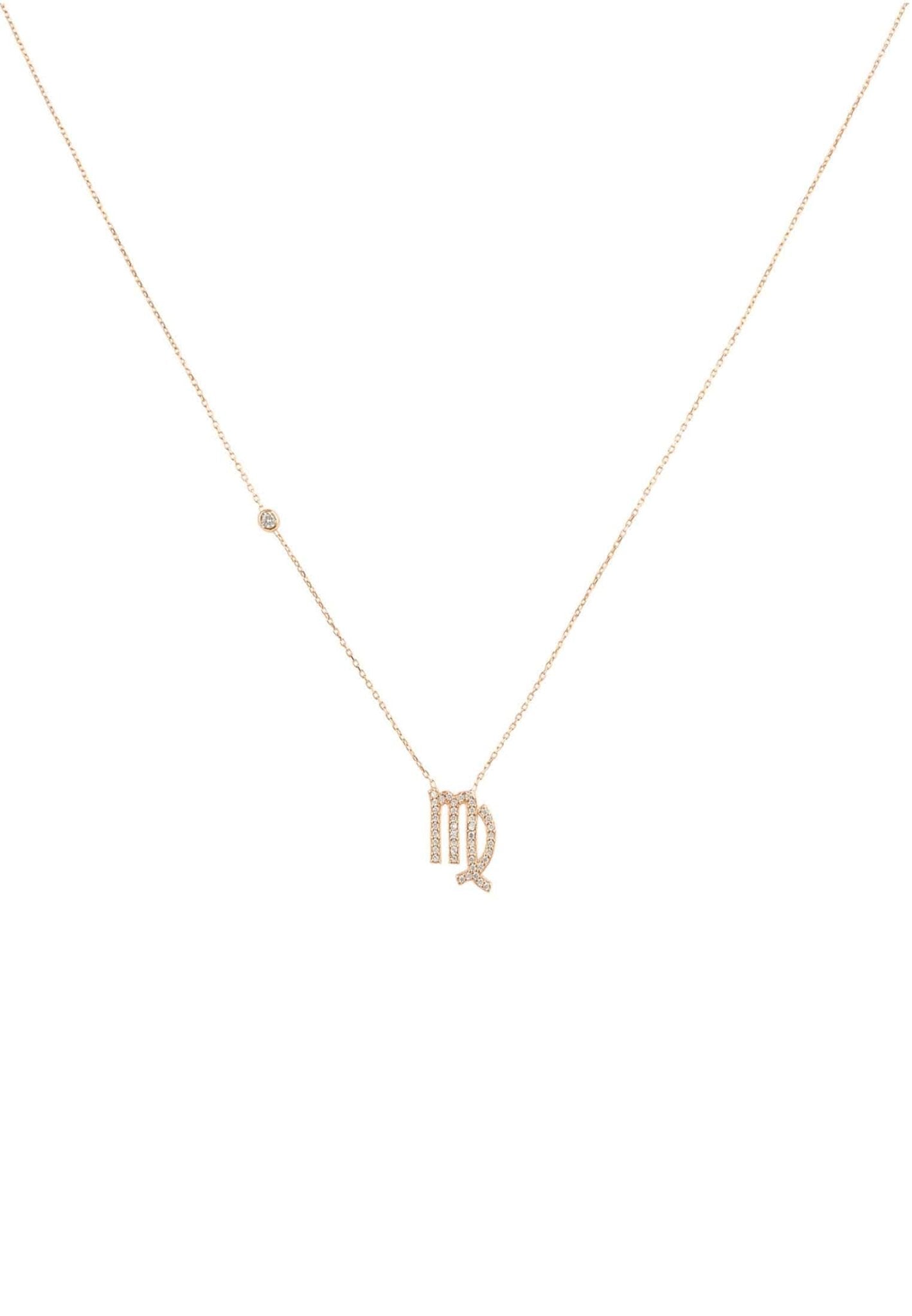 Virgo Zodiac Necklace Dipped in Rose Gold and White Zircon - Accessory101