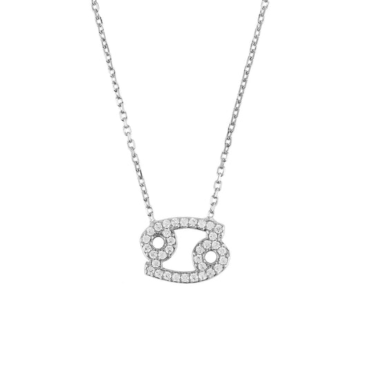 Cancer Pendant Necklace in Silver Zircon - Accessory101