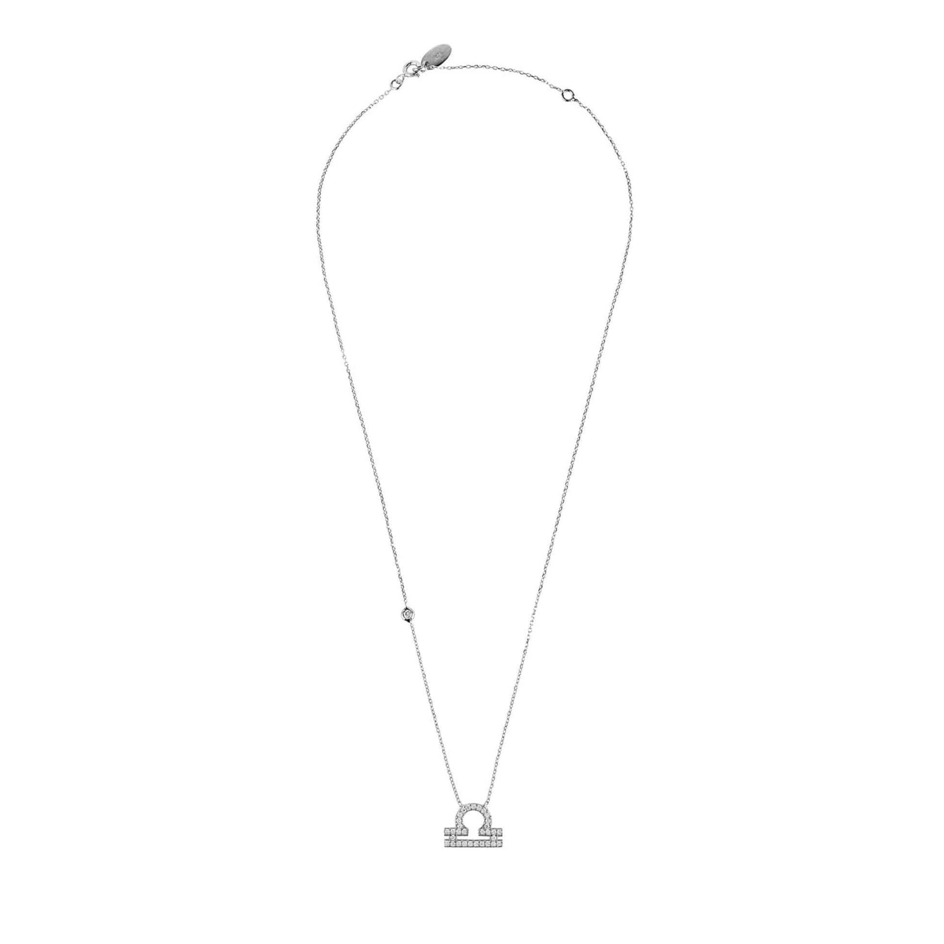 Libra Zodiac Necklace in Silver Zircon - Accessory101