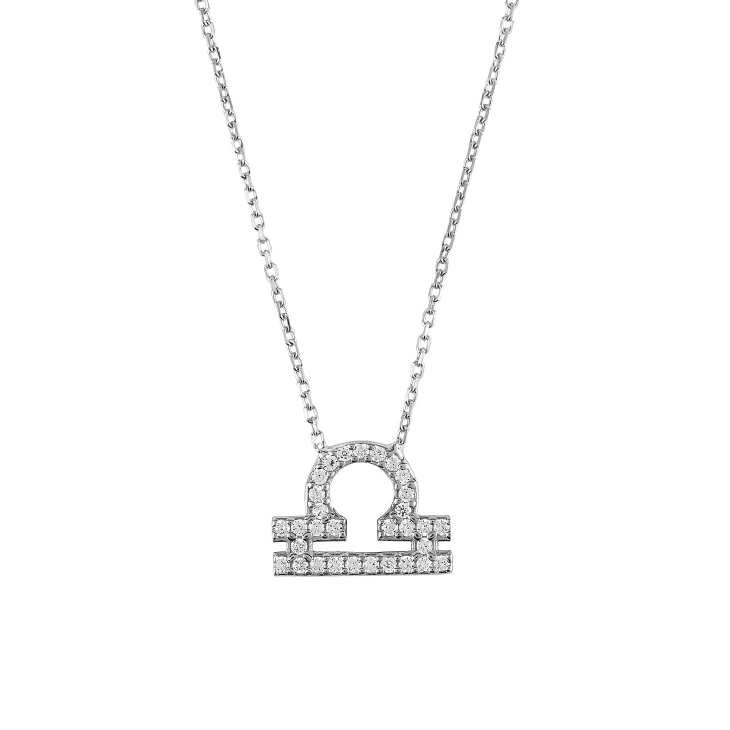 Libra Zodiac Necklace in Silver Zircon - Accessory101
