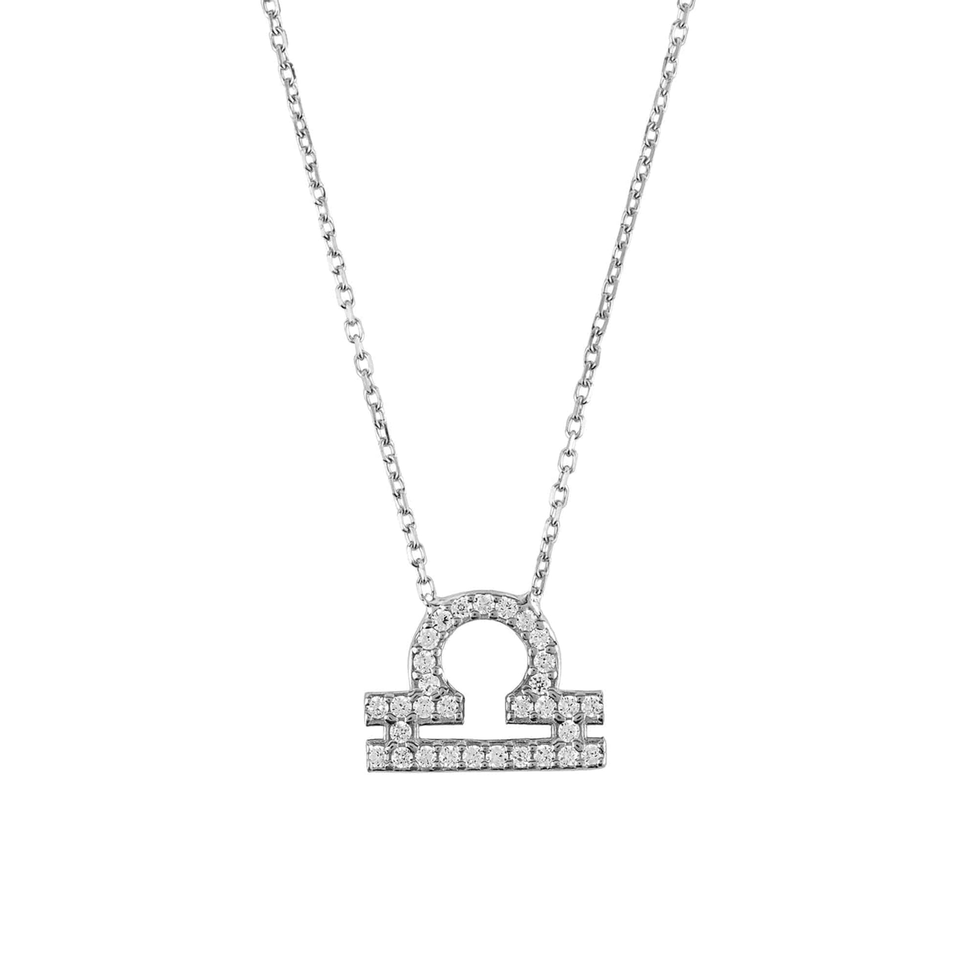 Libra Zodiac Necklace in Silver Zircon - Accessory101