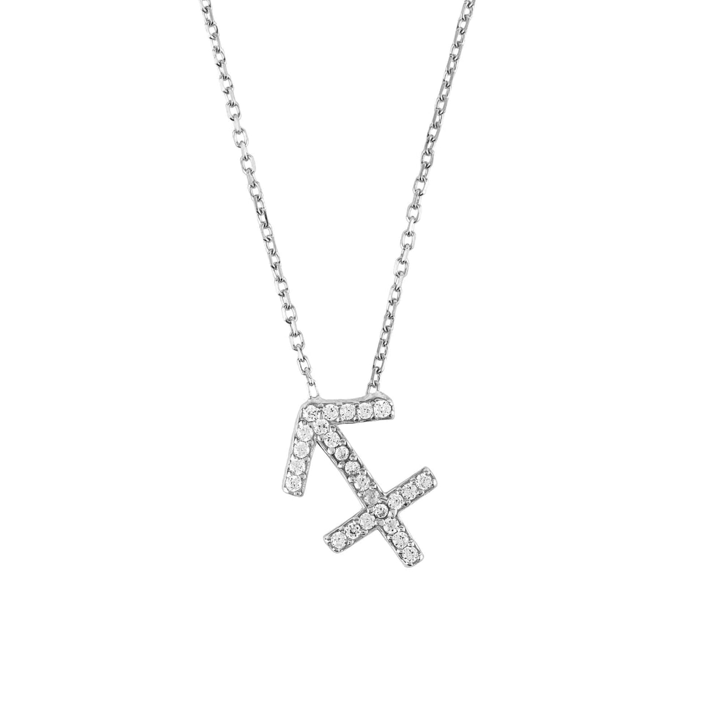 Sagittarius Pendant Necklace in Silver with Zircon Accents - Accessory101